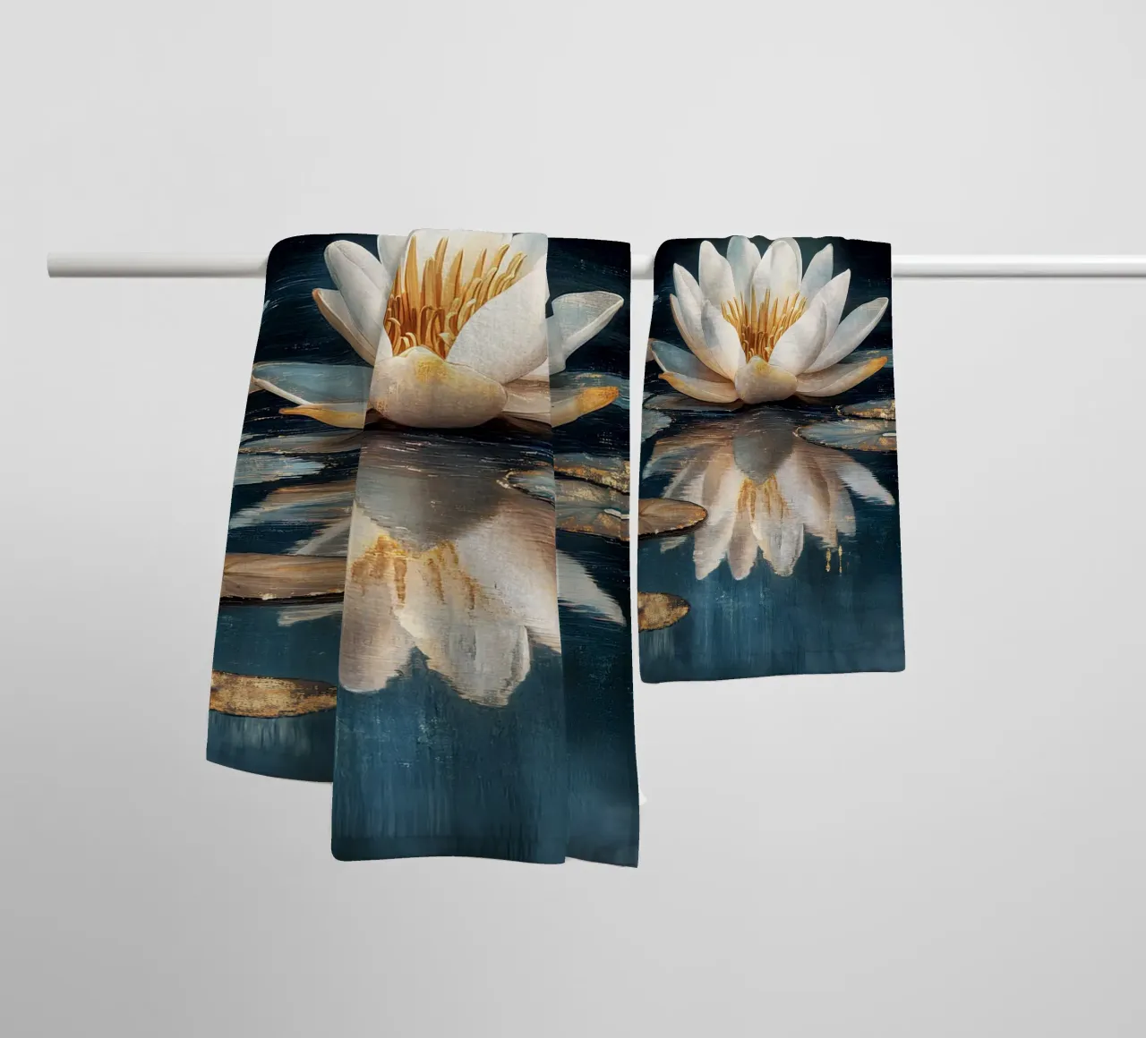 Ninfea sotto la pioggia stellata asciugamano da bagno da Art-Nouveau-Dsg