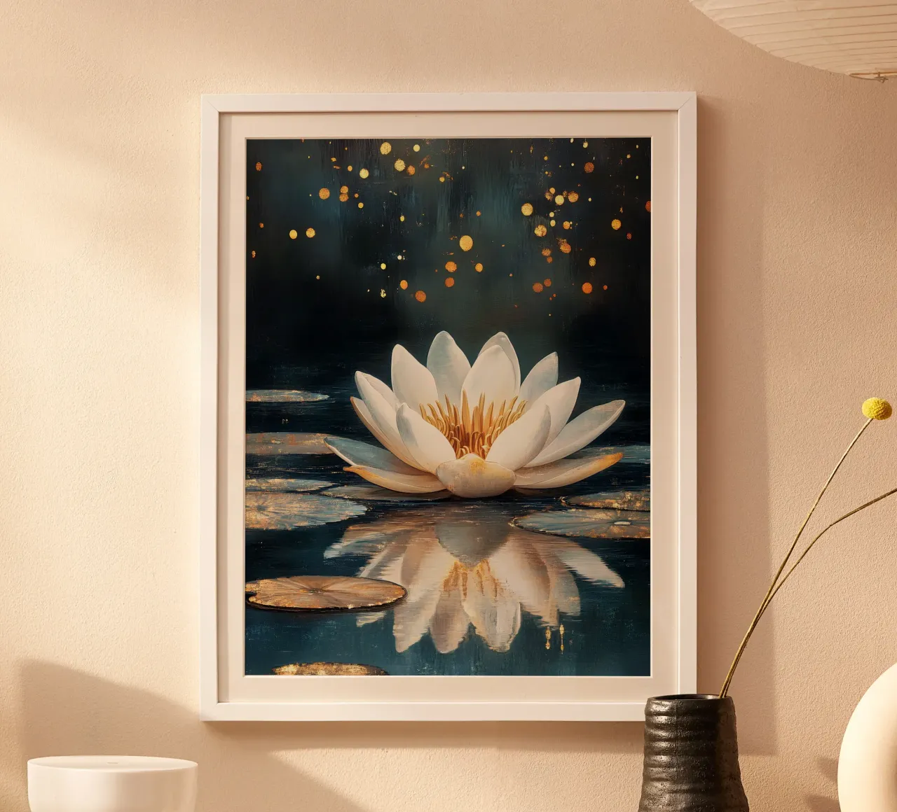 Ninfea sotto la pioggia stellata carta hahnemühle da Art-Nouveau-Dsg