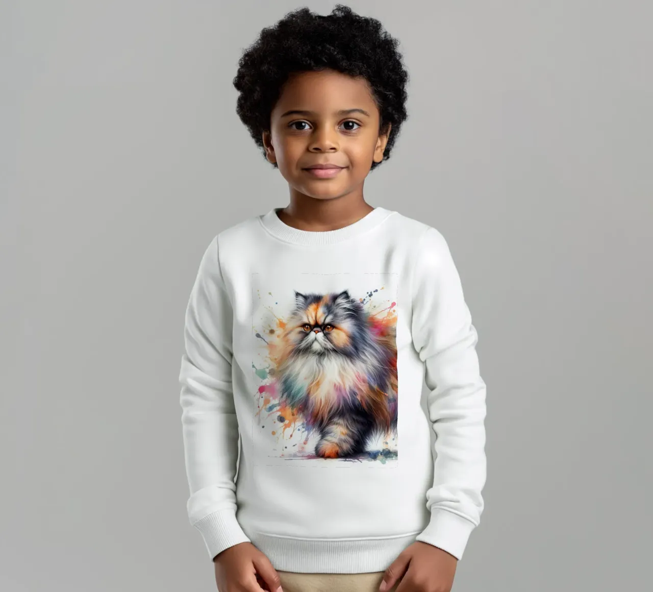 Gatto persiano ad acquerello felpa bambino da 🥝 KIWI STORE