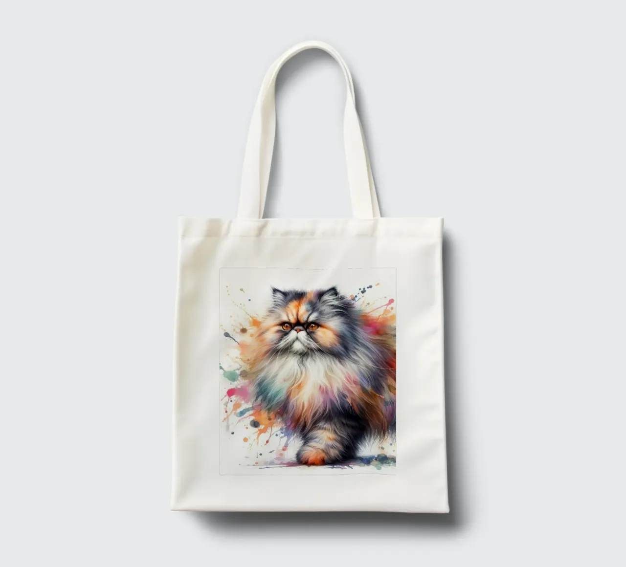 Gatto persiano ad acquerello borsa in juta da 🥝 KIWI STORE