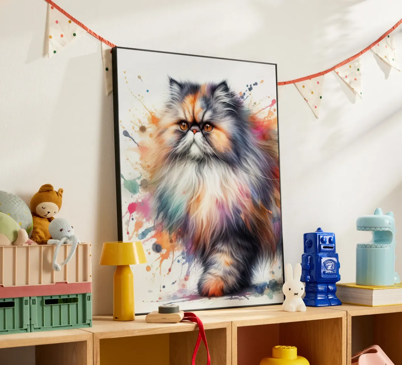 Gatto persiano ad acquerello alluminio dibond da 🥝 KIWI STORE