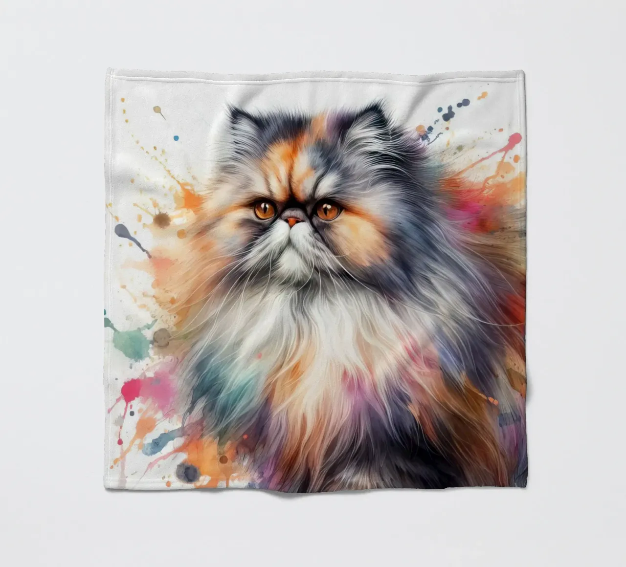 Gatto persiano ad acquerello coperta in pile da 🥝 KIWI STORE