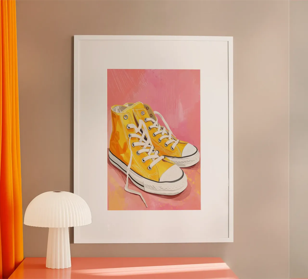 Sun‑Drenched Kicks poster con telaio in alluminio da Mosaic Dialogue