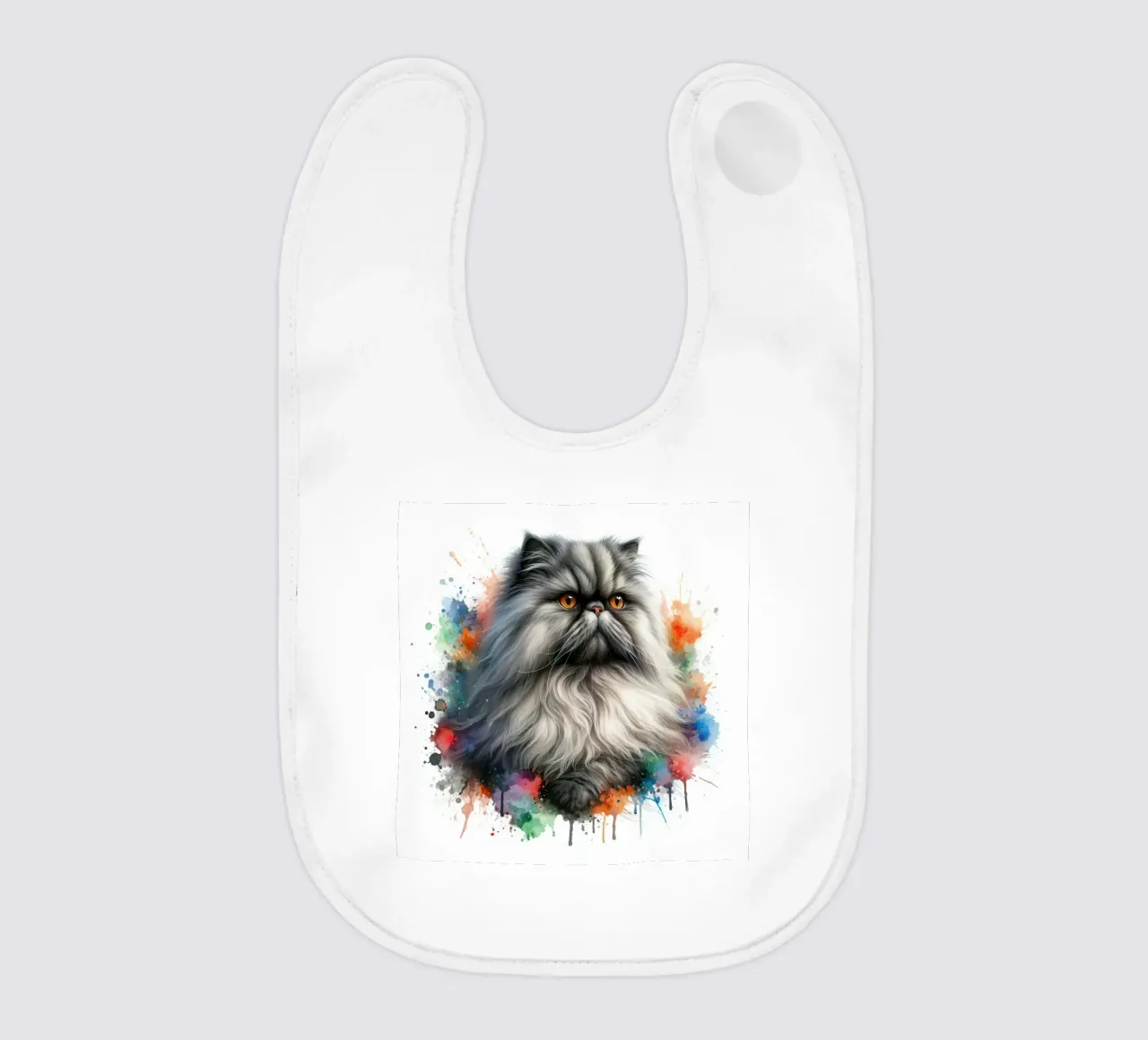 Gatto persiano ad acquerello bavaglino da 🥝 KIWI STORE