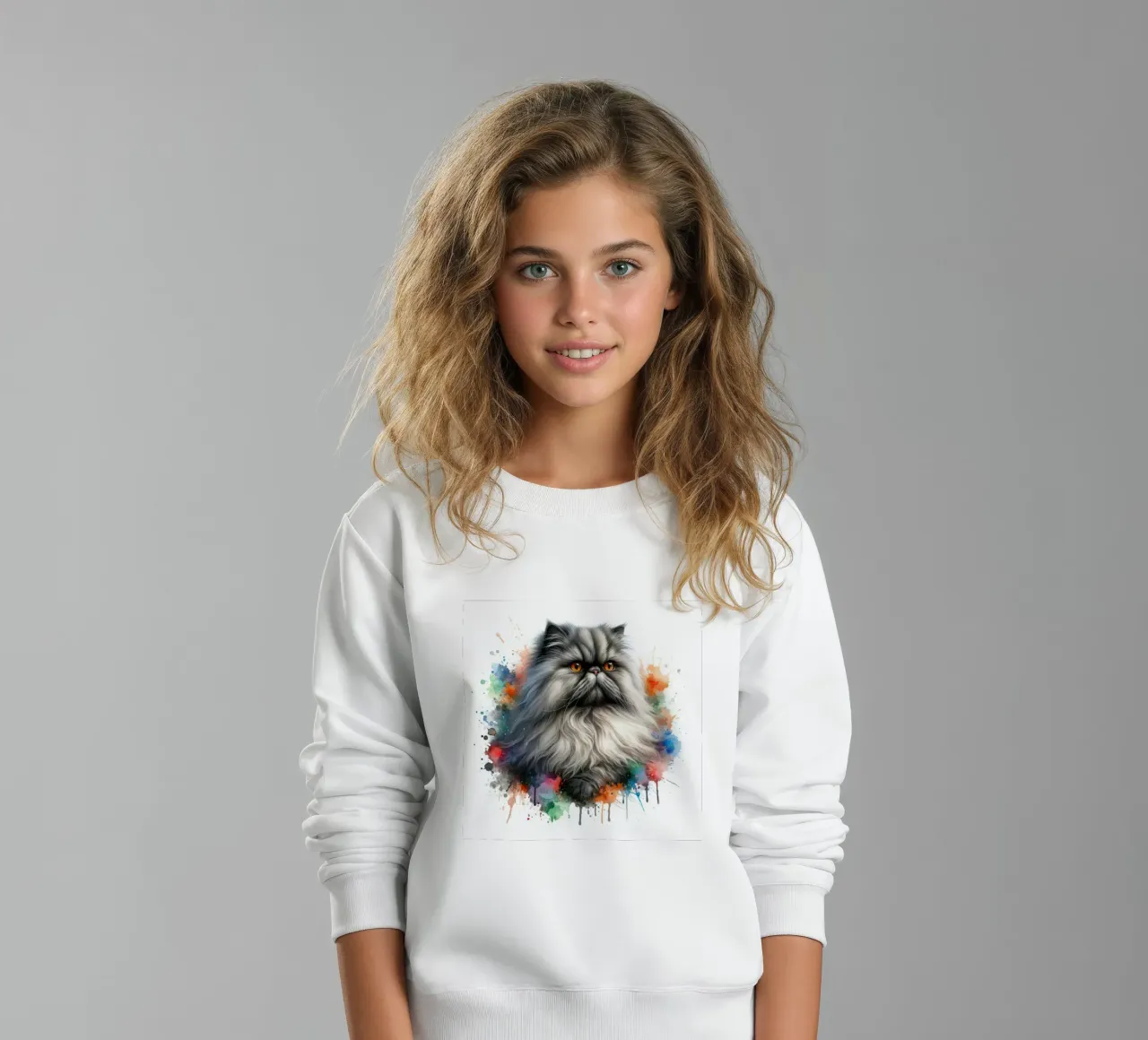Gatto persiano ad acquerello felpa bambino da 🥝 KIWI STORE