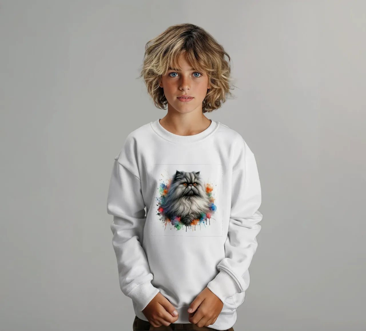 Gatto persiano ad acquerello felpa bambino da 🥝 KIWI STORE