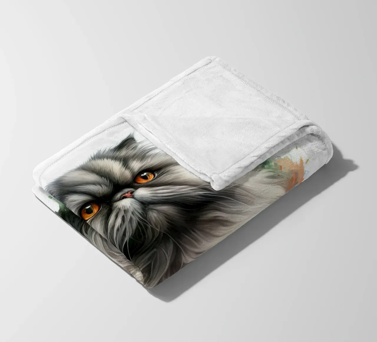 Gatto persiano ad acquerello coperta in pile da 🥝 KIWI STORE