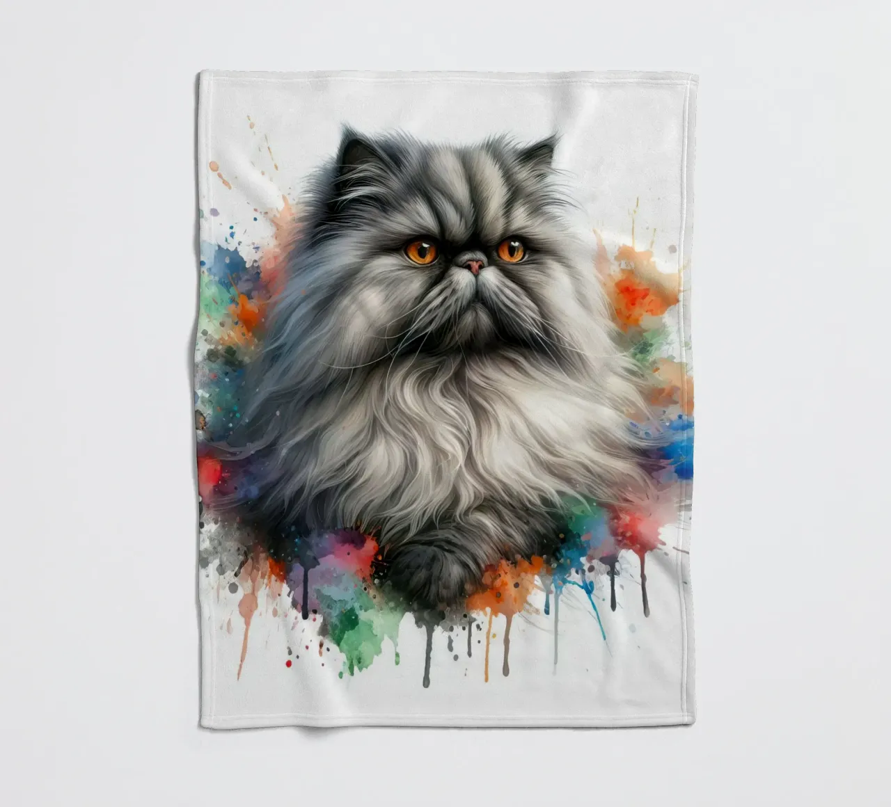 Gatto persiano ad acquerello coperta in pile da 🥝 KIWI STORE