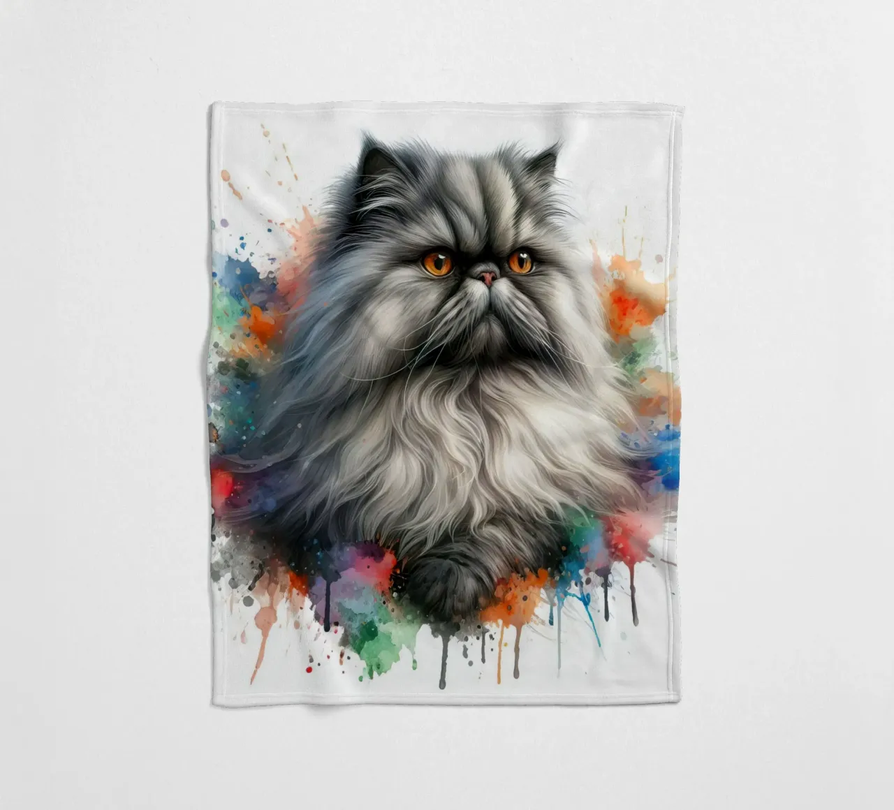 Gatto persiano ad acquerello coperta in pile da 🥝 KIWI STORE
