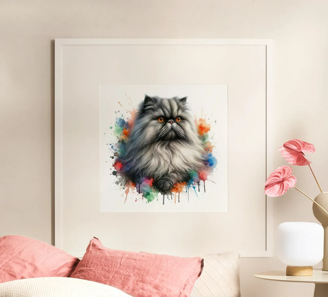 Gatto persiano ad acquerello carta hahnemühle da 🥝 KIWI STORE