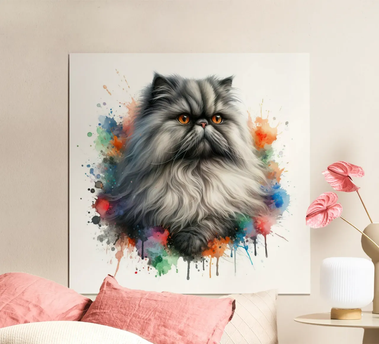 Gatto persiano ad acquerello carta hahnemühle da 🥝 KIWI STORE