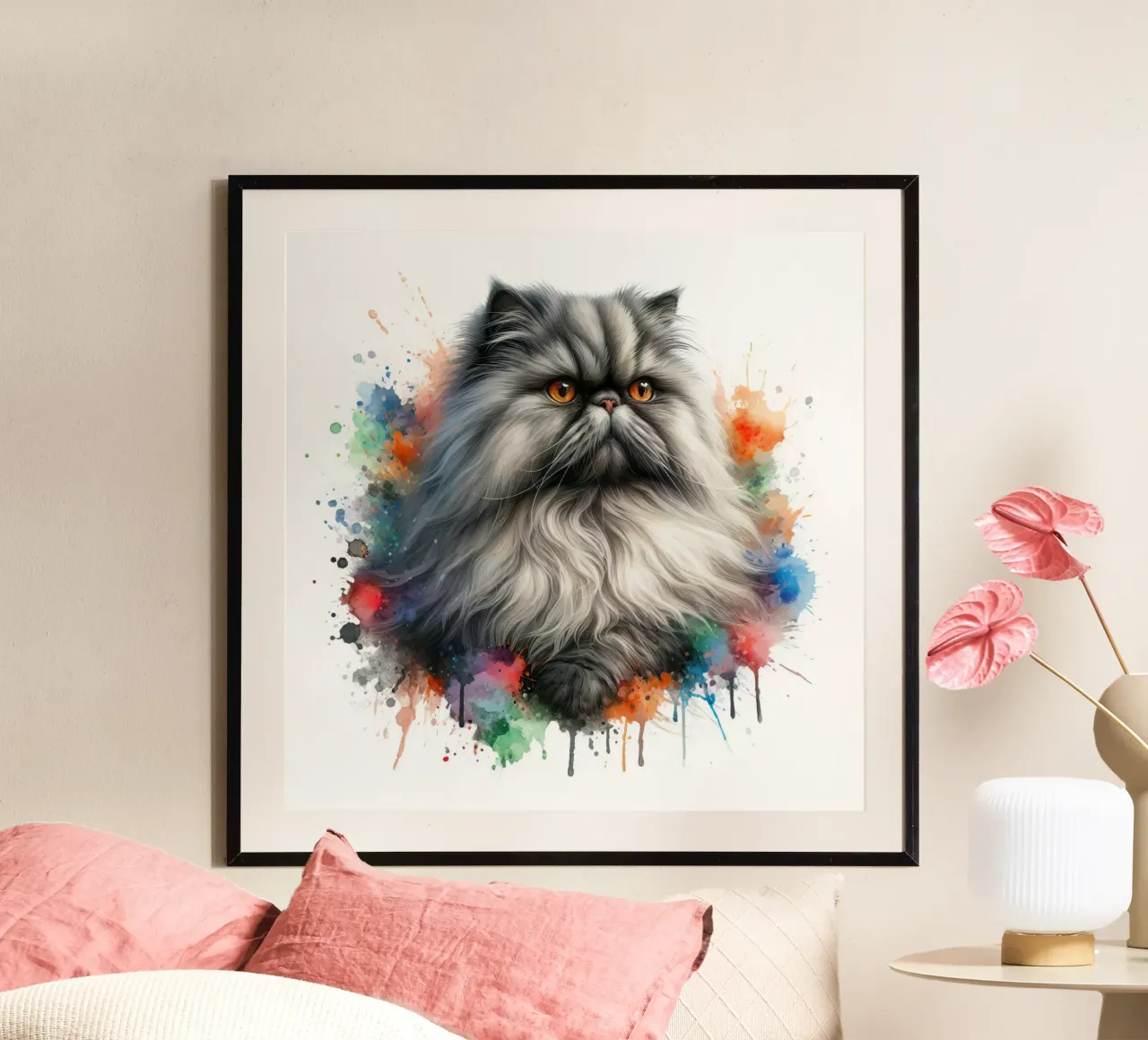 Gatto persiano ad acquerello carta hahnemühle da 🥝 KIWI STORE