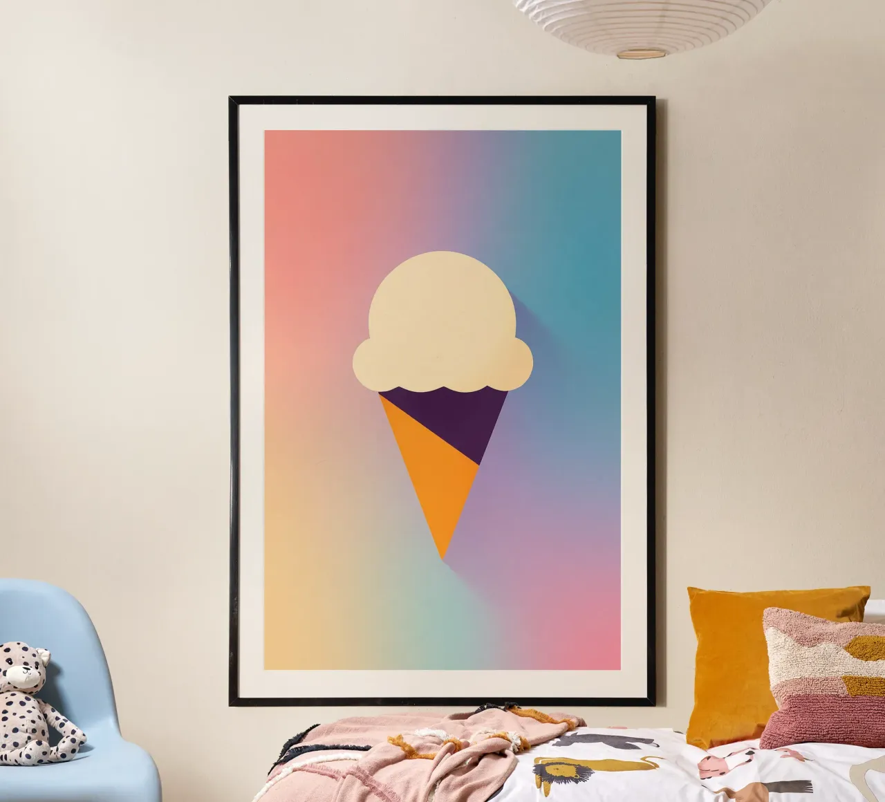 ICE CREAM – L’été minimal en pleine douceur poster avec cadre en plastique de Boissons - Affiches & posters - Retro