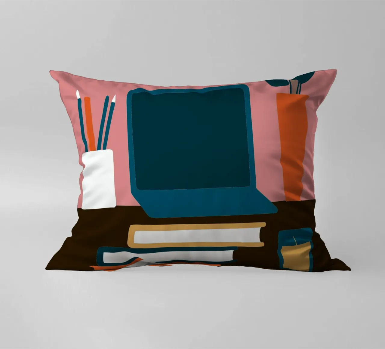 Laptop and Flower Vase decorative cushion by TRENDY POSTER SHOP