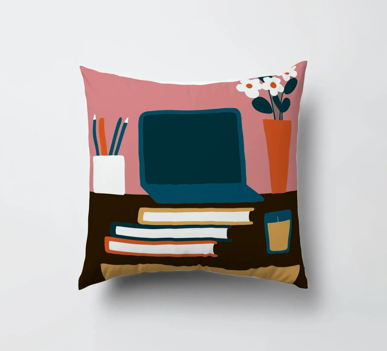 Laptop and Flower Vase decorative cushion by TRENDY POSTER SHOP