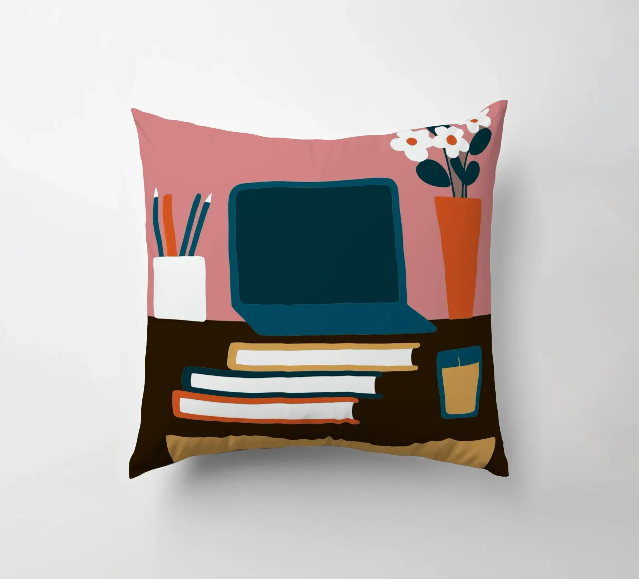 Laptop and Flower Vase decorative cushion by TRENDY POSTER SHOP