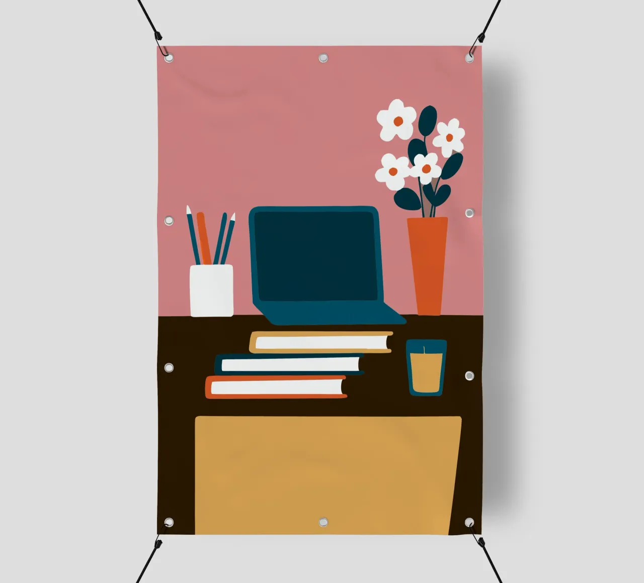 Laptop e vaso di fiori telo in pvc da TRENDY POSTER SHOP