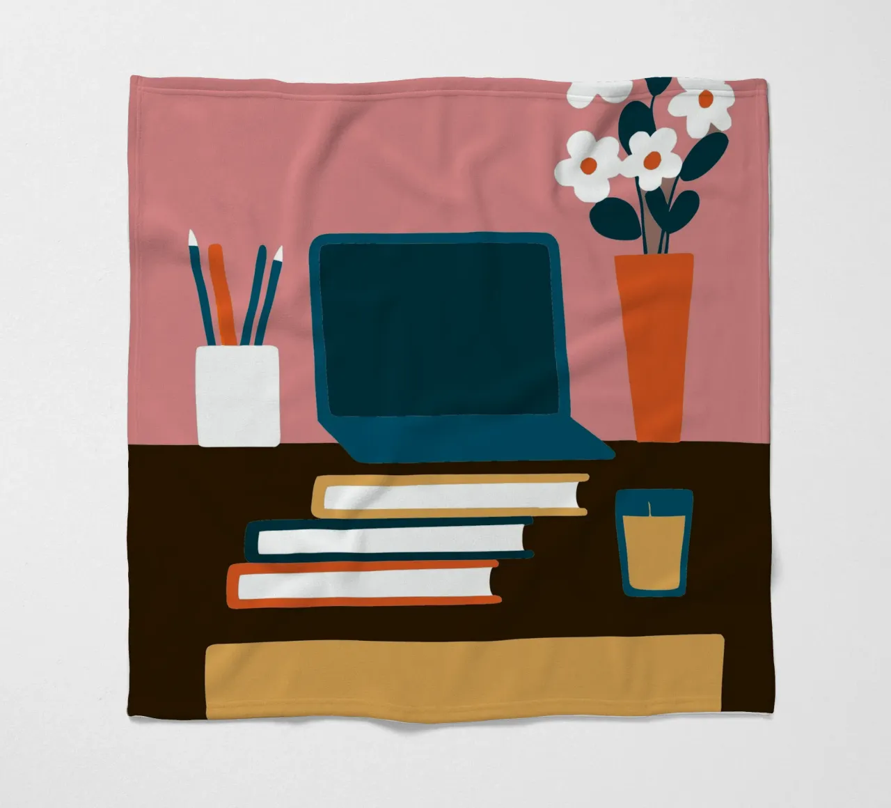 Laptop e vaso di fiori coperta in pile da TRENDY POSTER SHOP