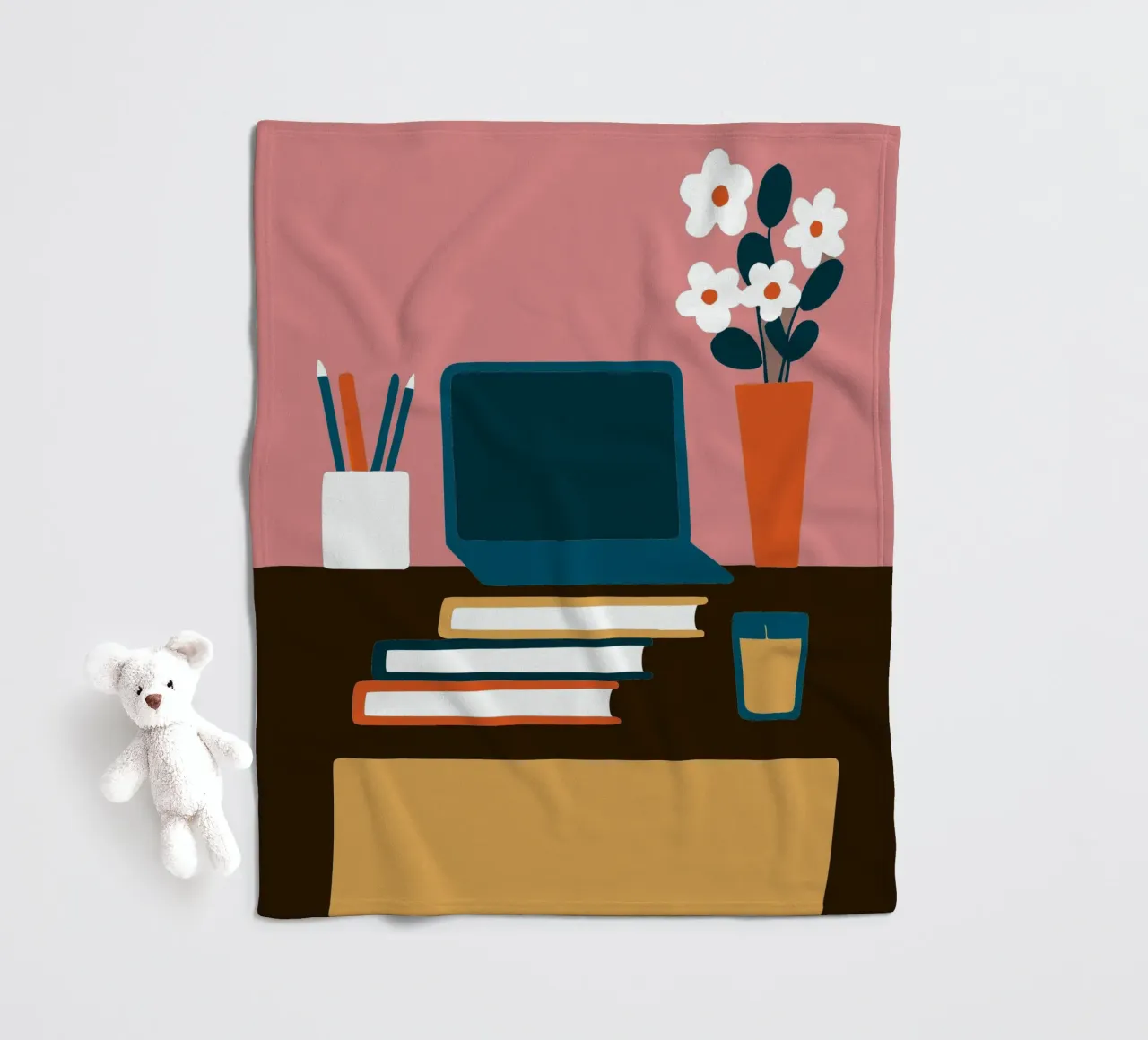 Laptop e vaso di fiori coperta in pile da TRENDY POSTER SHOP