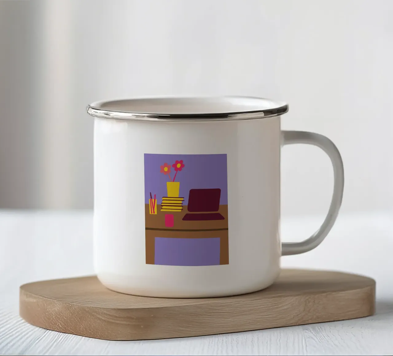 Laptop e vaso di fiori tazza in smalto da TRENDY POSTER SHOP