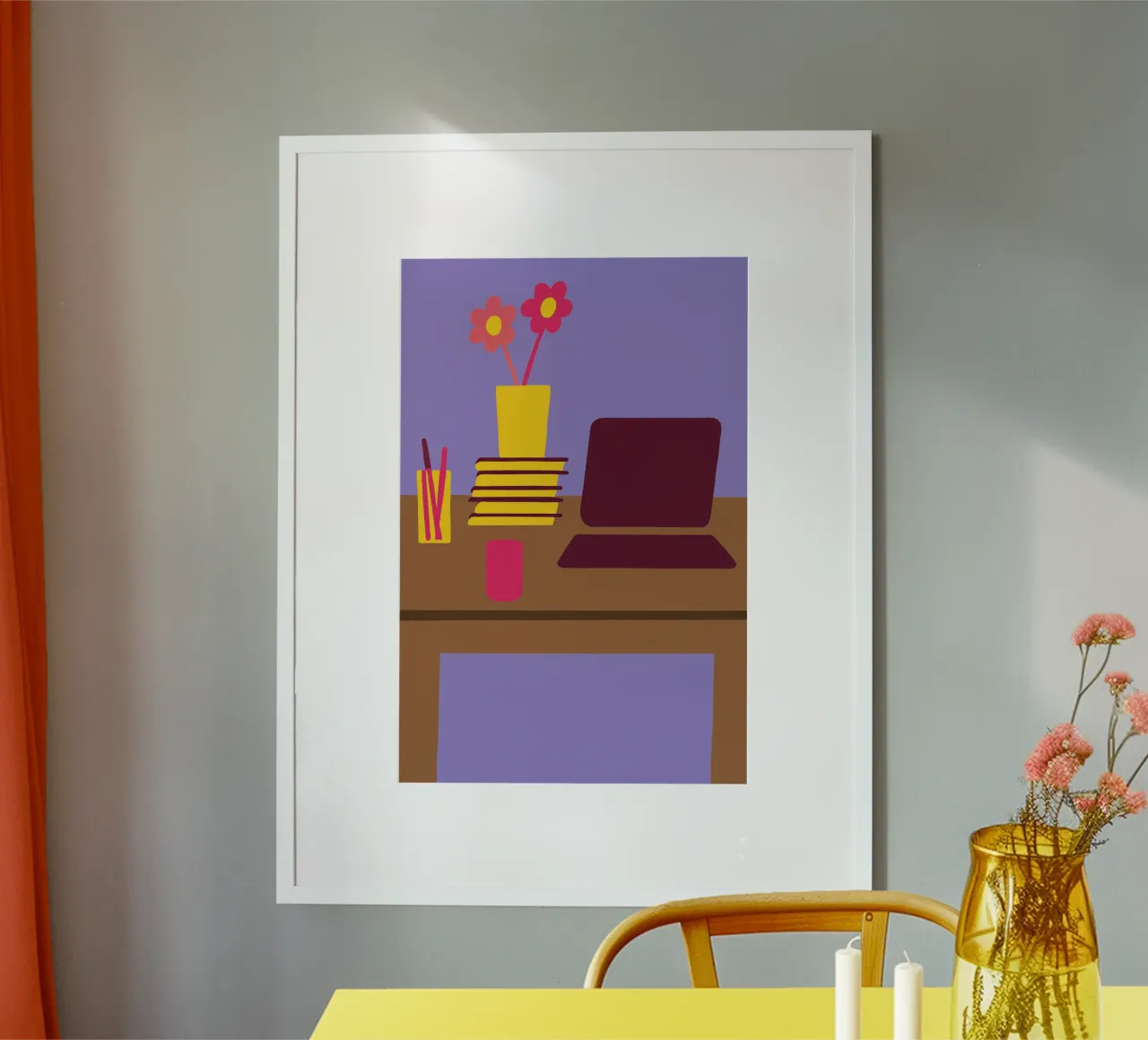 Laptop e vaso di fiori poster da TRENDY POSTER SHOP