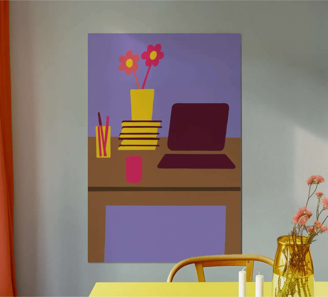 Laptop e vaso di fiori poster con telaio in alluminio da TRENDY POSTER SHOP