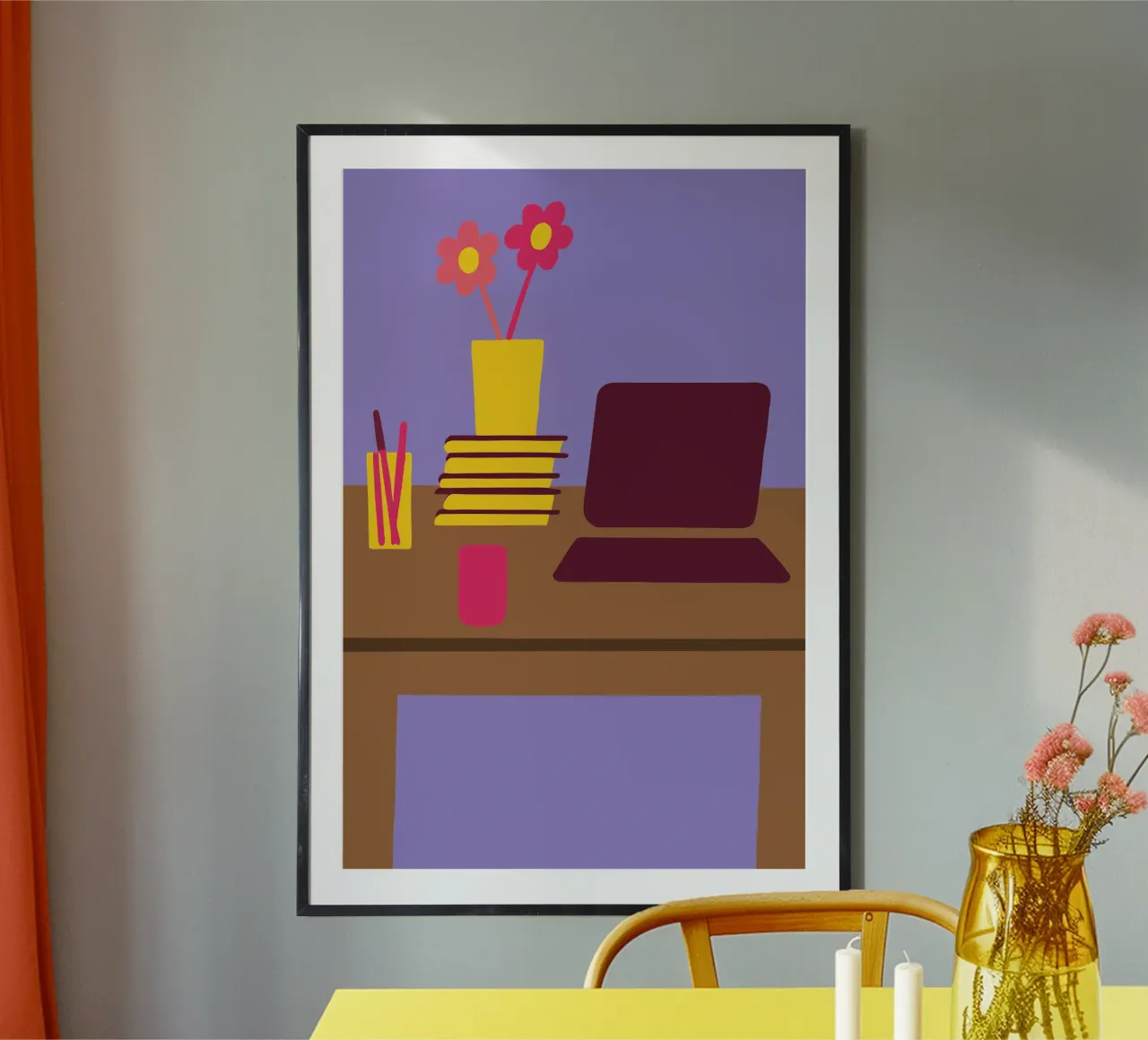 Laptop e vaso di fiori poster con telaio in alluminio da TRENDY POSTER SHOP