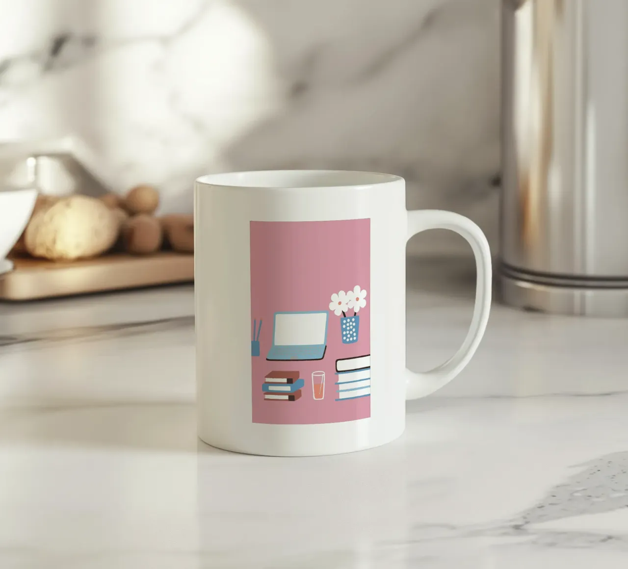 Laptop e vaso di fiori tazza in ceramica da TRENDY POSTER SHOP