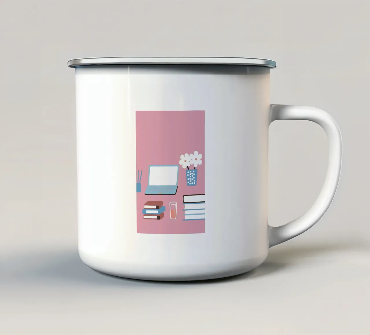 Laptop e vaso di fiori tazza in smalto da TRENDY POSTER SHOP