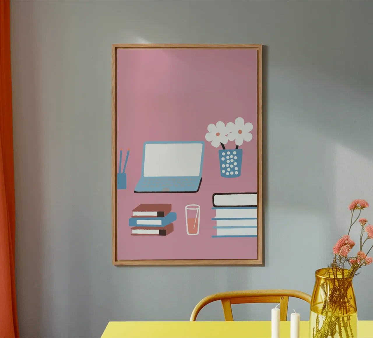 Laptop and Flower Vase alu-dibond by TRENDY POSTER SHOP