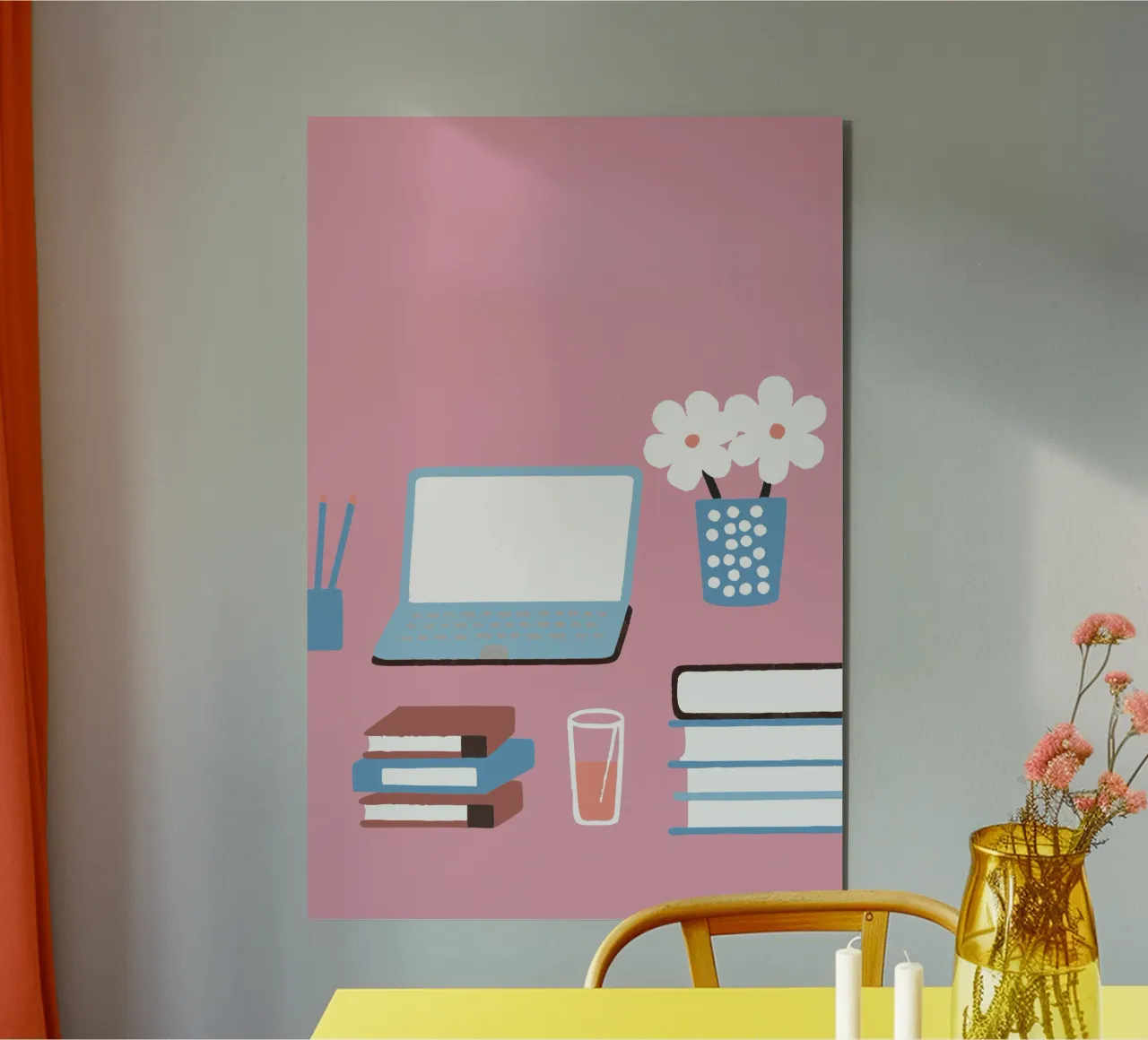 Laptop and Flower Vase alu-dibond by TRENDY POSTER SHOP