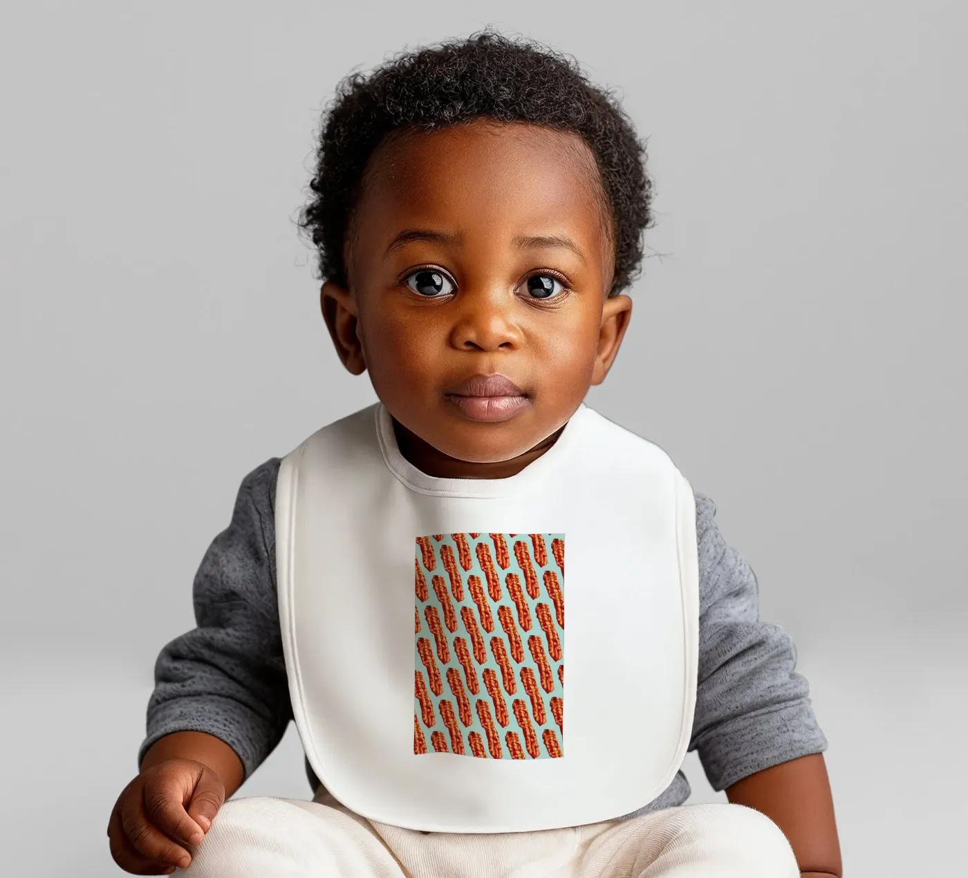 Bacon Pattern baby bib by Kelly Gilleran
