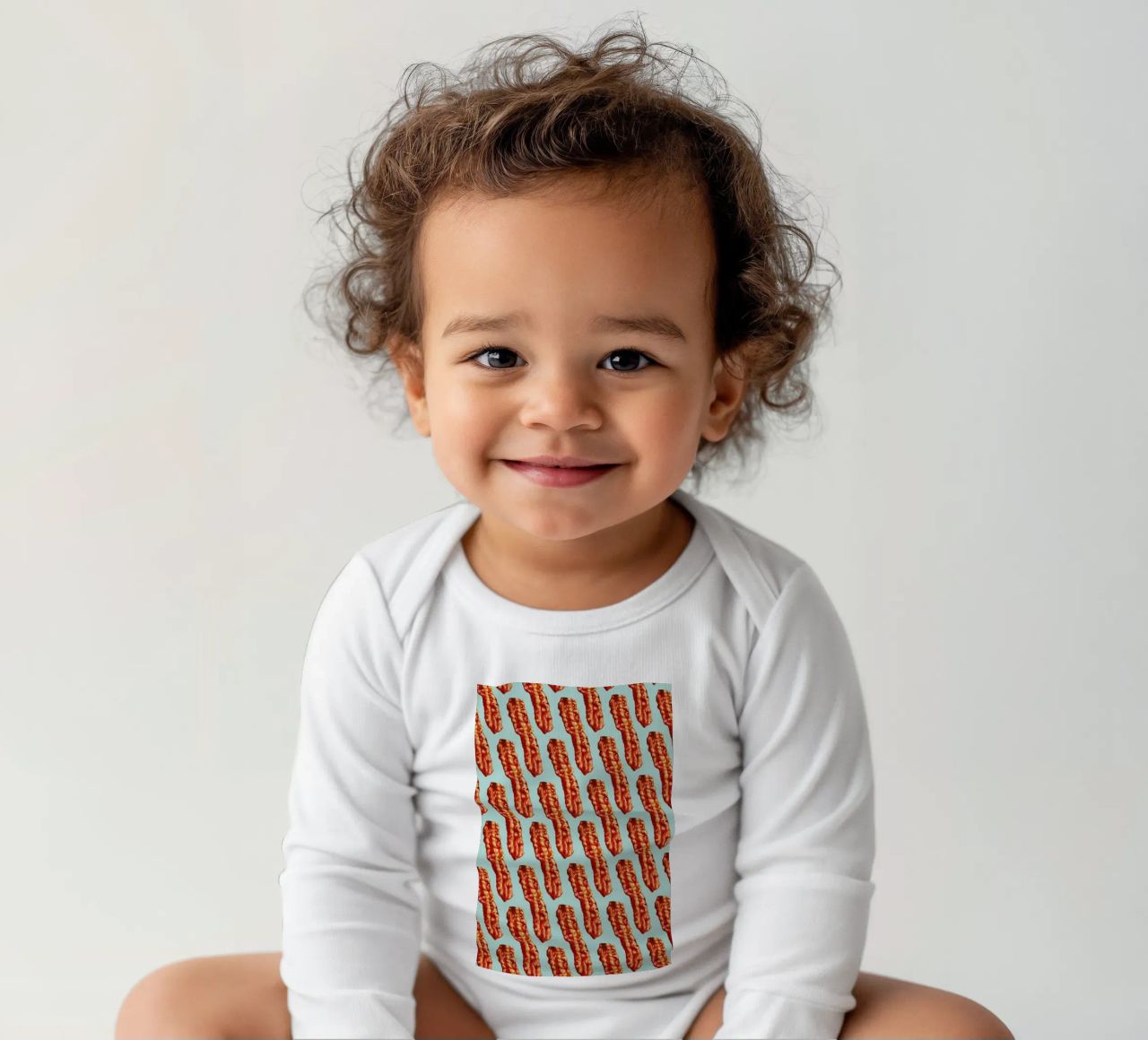 Bacon Pattern body neonato maniche lunghe da Kelly Gilleran