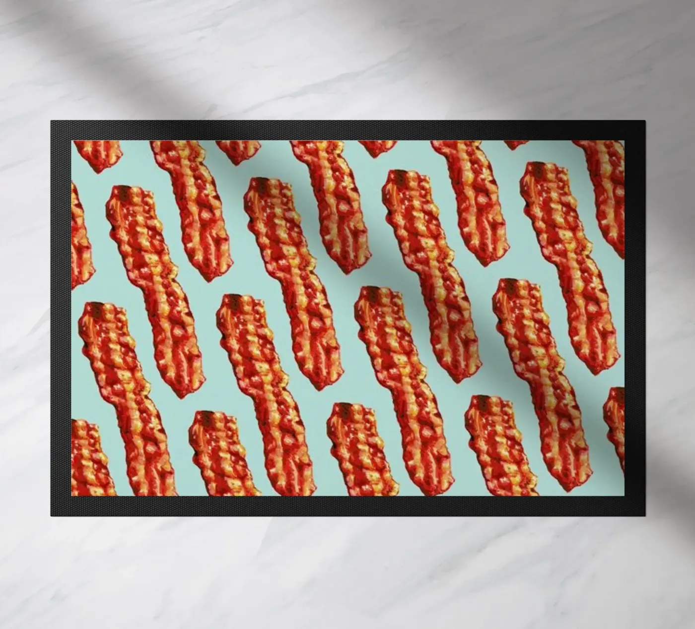Bacon Pattern doormat by Kelly Gilleran