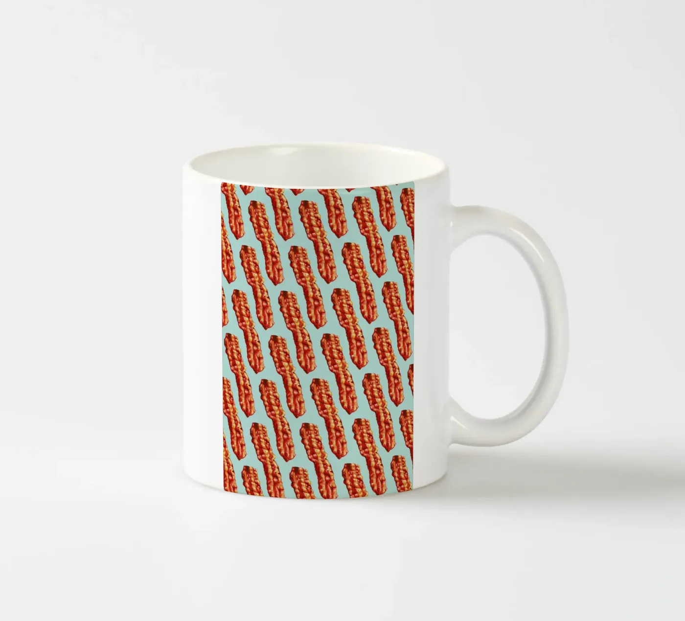 Bacon Pattern ceramic mug by Kelly Gilleran