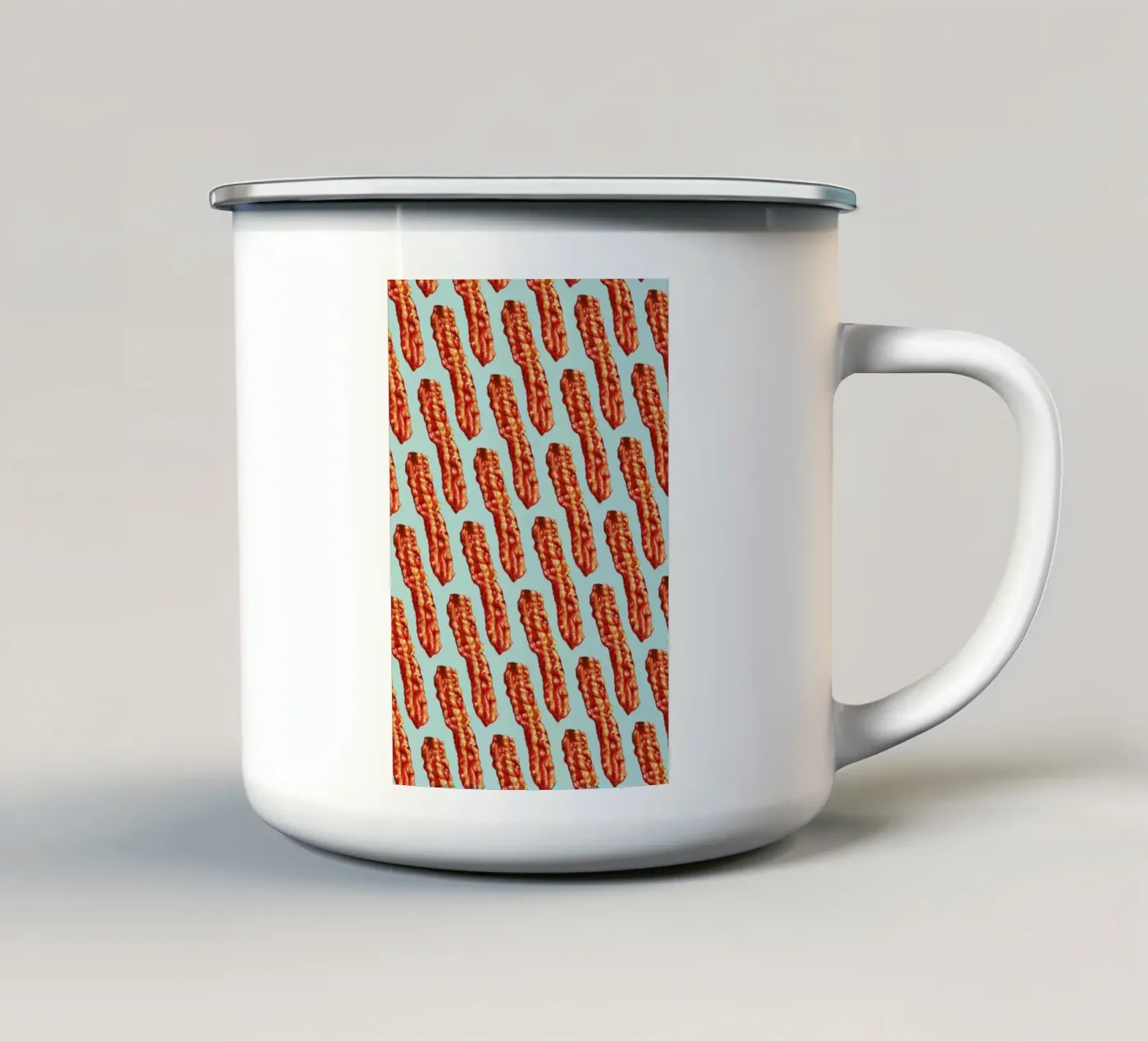 Bacon Pattern tazza in smalto da Kelly Gilleran