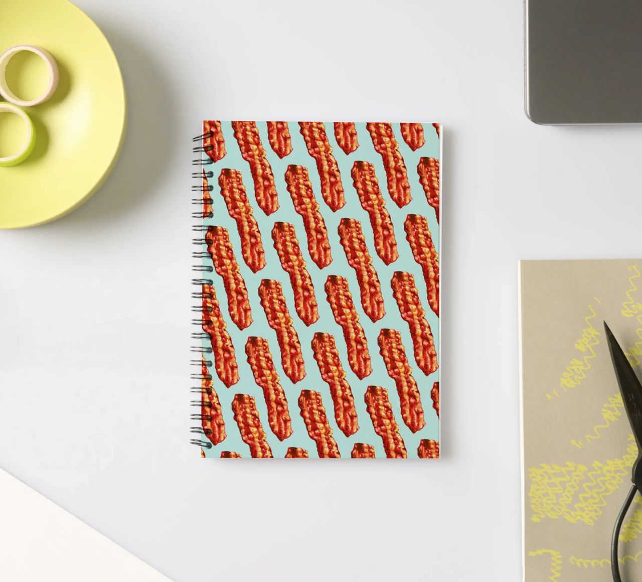 Bacon Pattern spiral notebook by Kelly Gilleran
