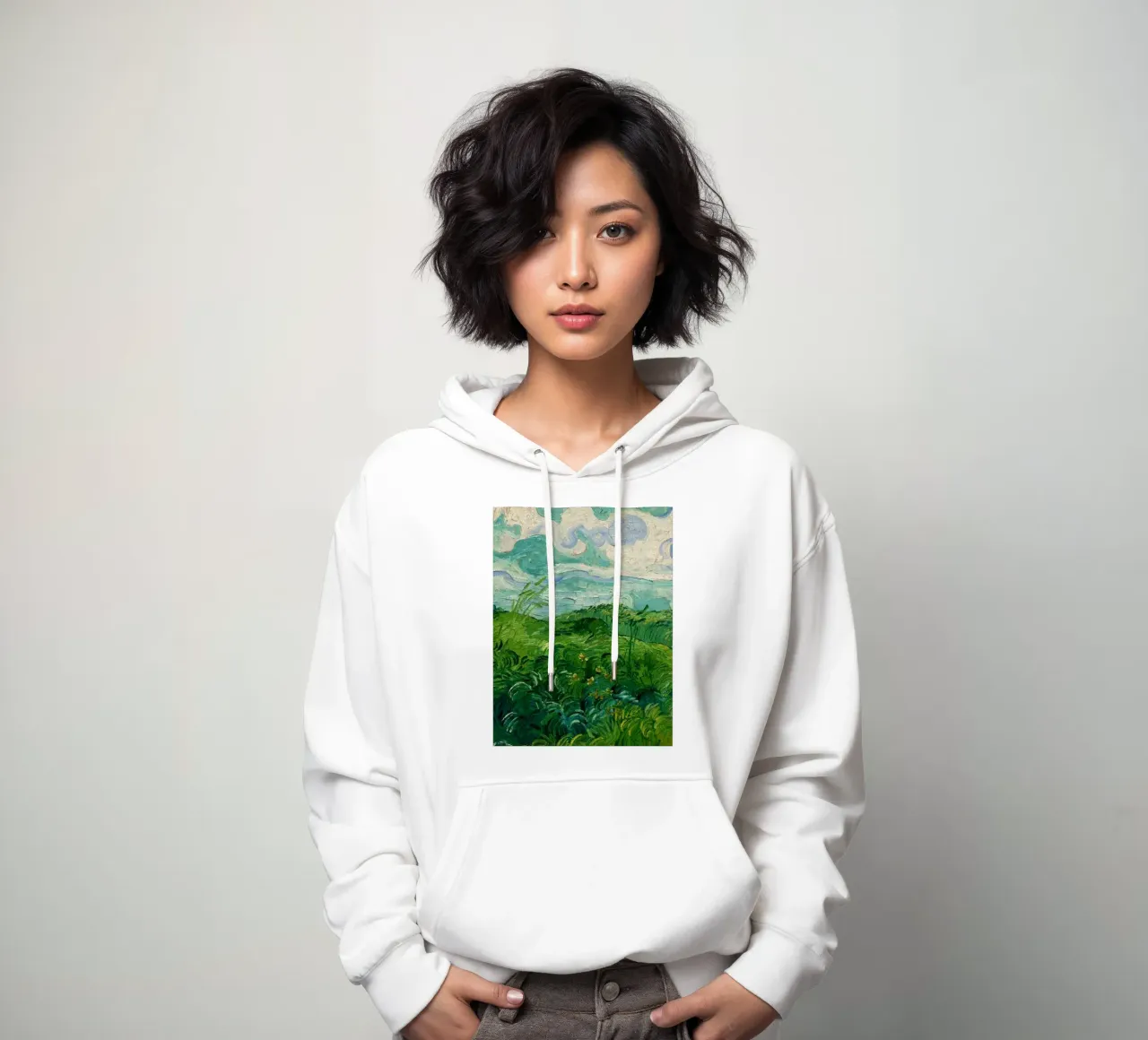 erba verde e fitta felpa con cappuccio da cloud shop