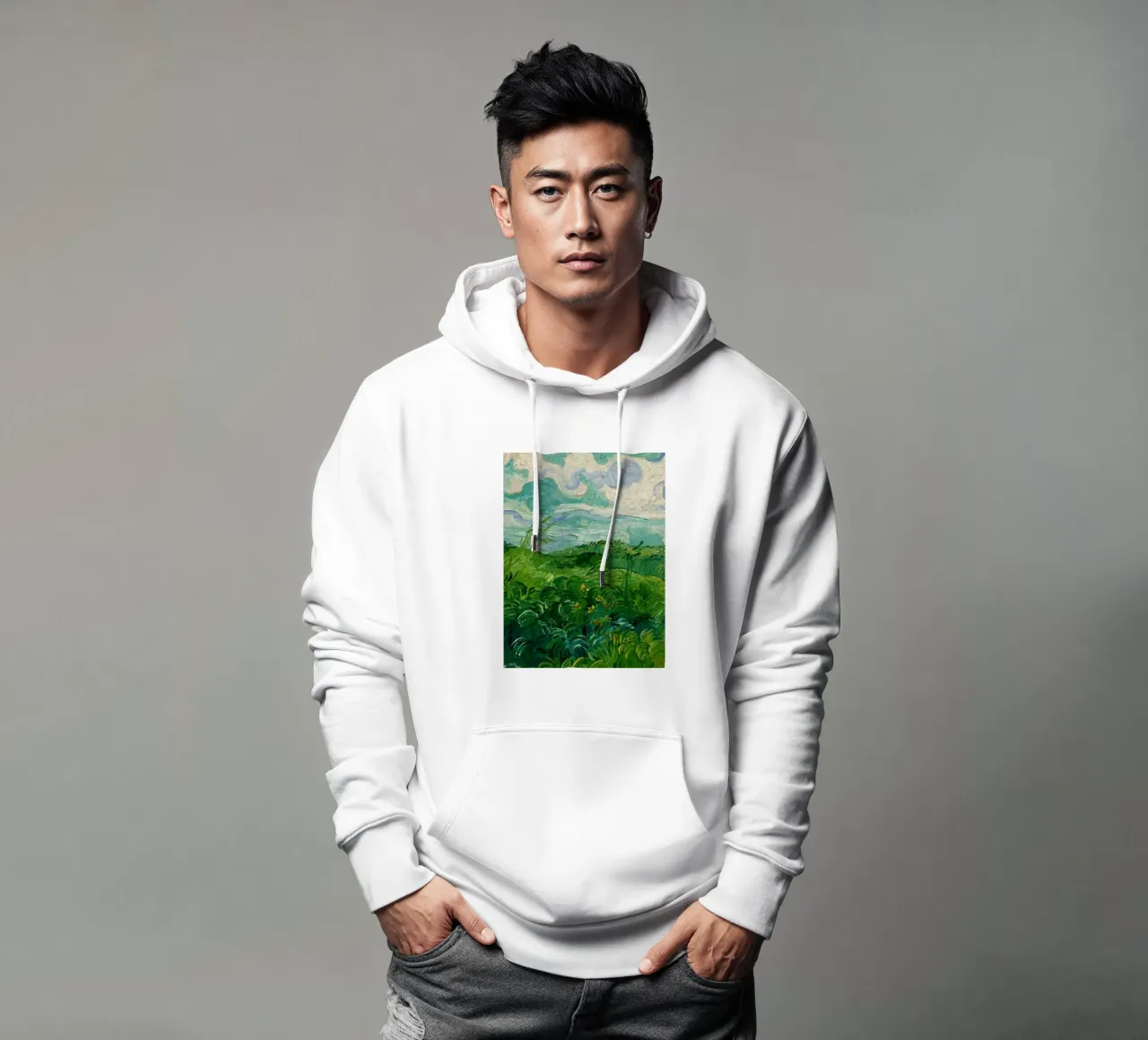 erba verde e fitta felpa con cappuccio da cloud shop