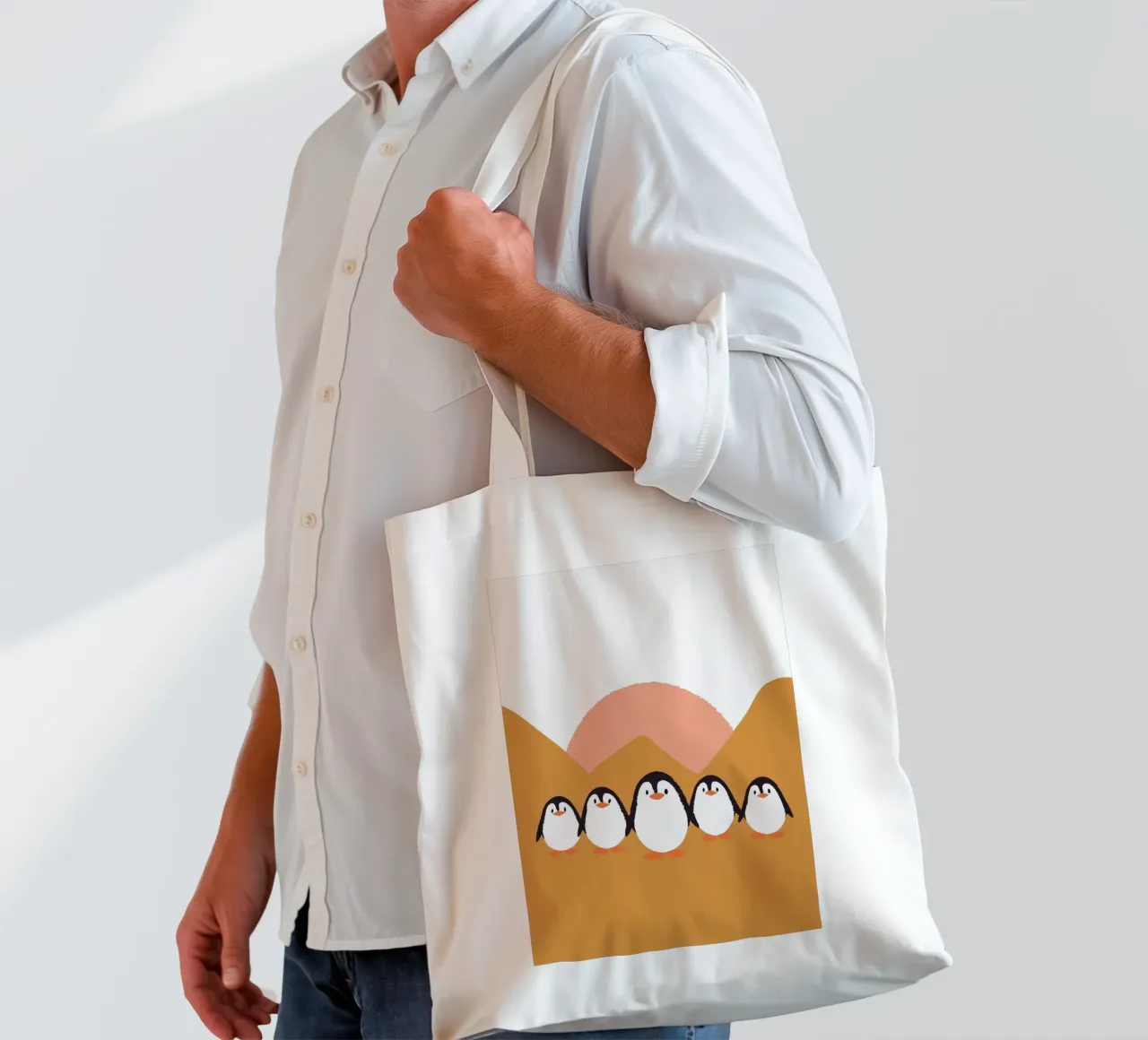 Cinque pinguini borsa in juta da TRENDY POSTER SHOP