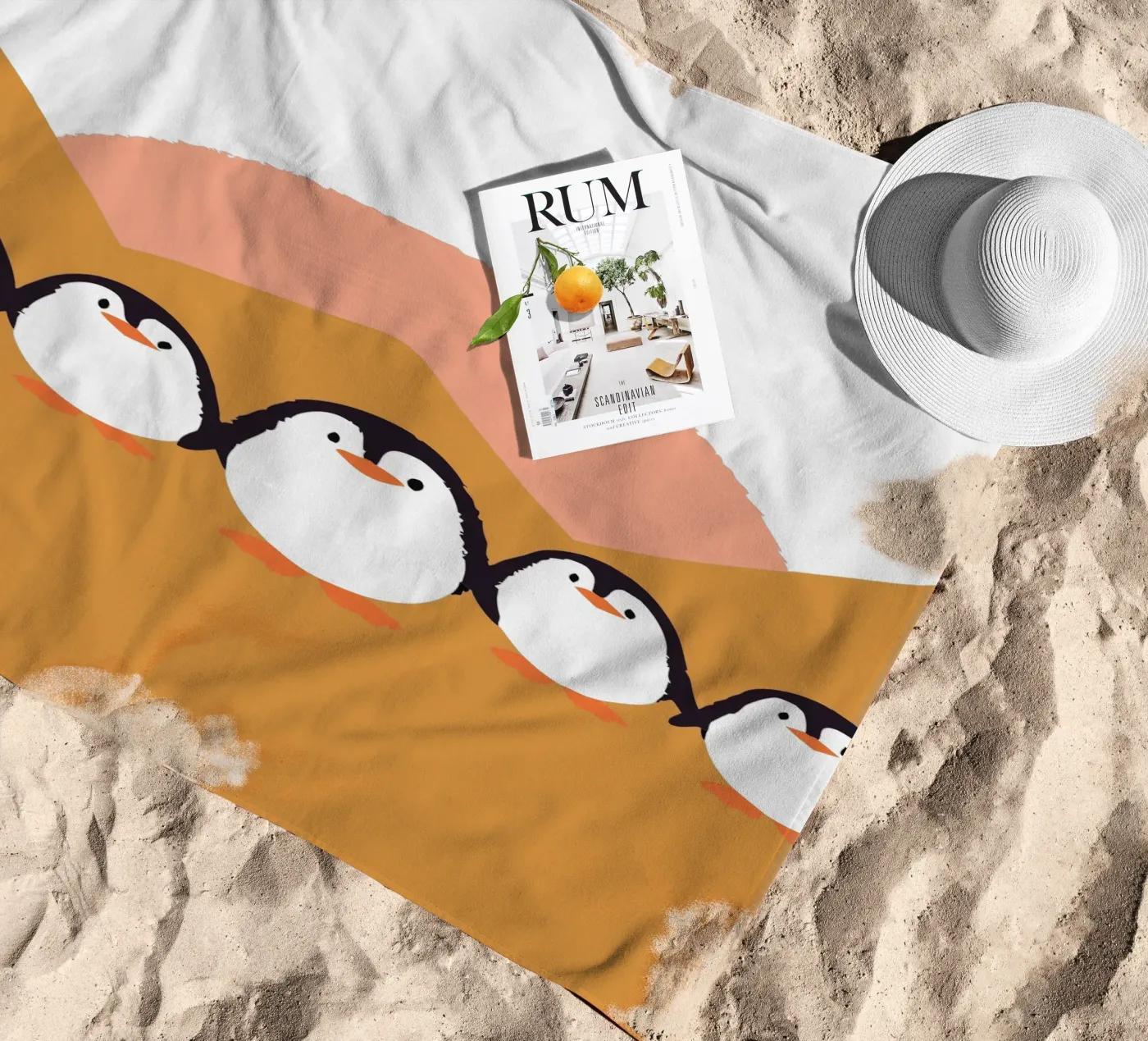 Cinque pinguini telo mare da TRENDY POSTER SHOP