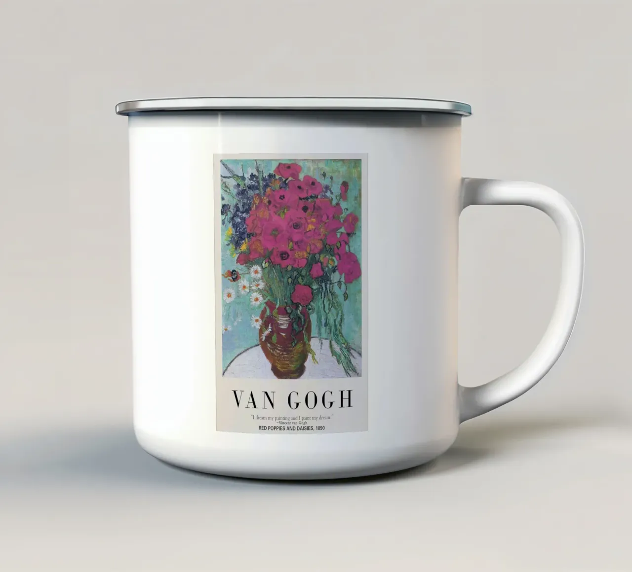vaso fiori rosa arredo interno tazza in smalto da cloud shop