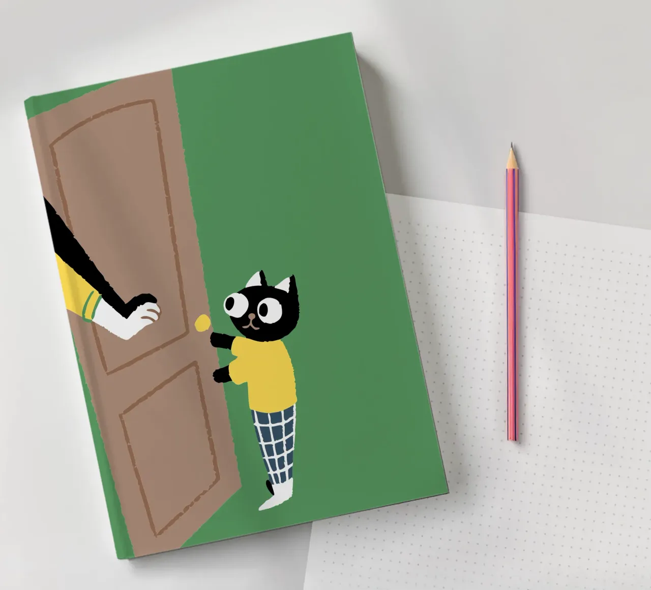 Cat Character at the Door notebook by TRENDY POSTER SHOP