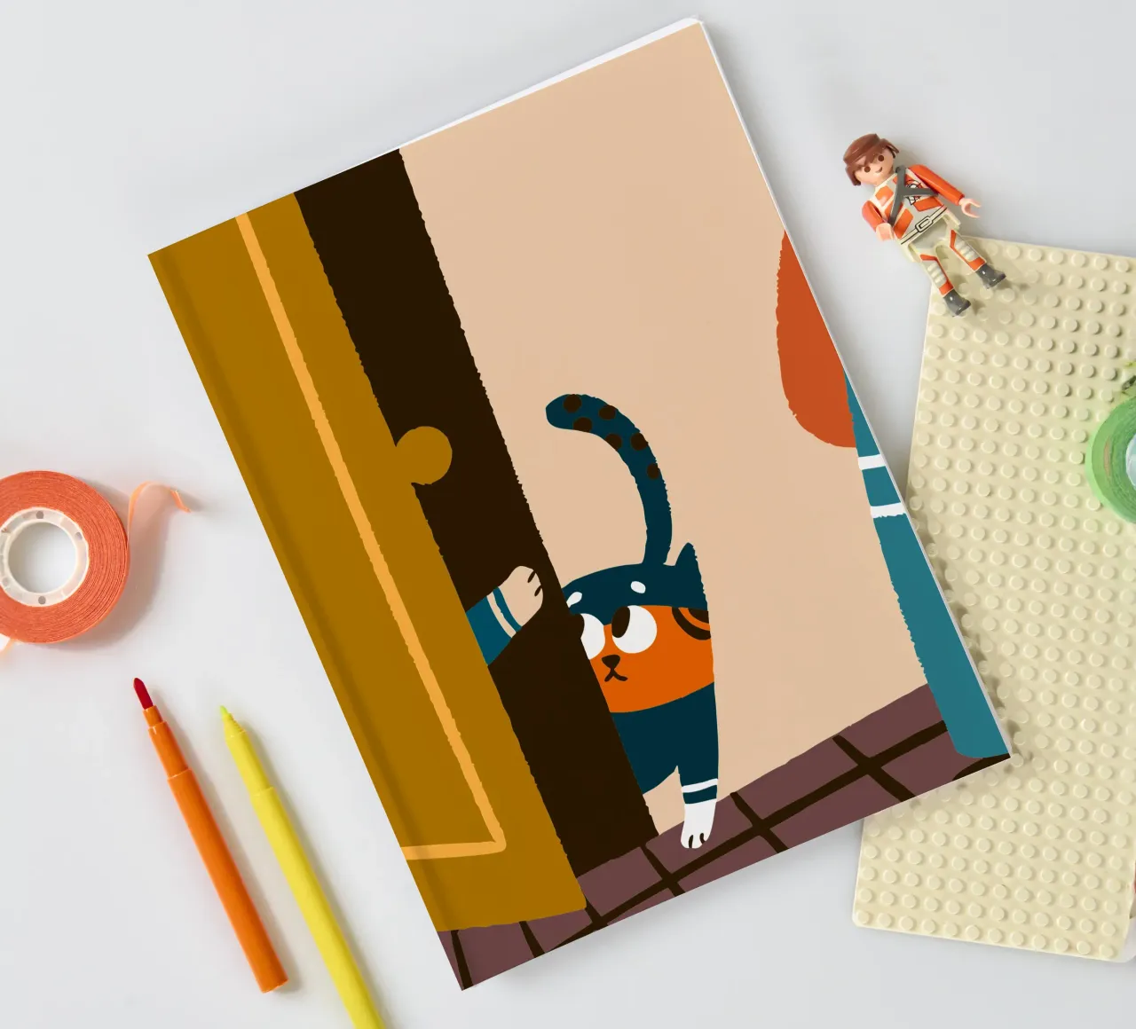 Cat Character at the Door notebook by TRENDY POSTER SHOP