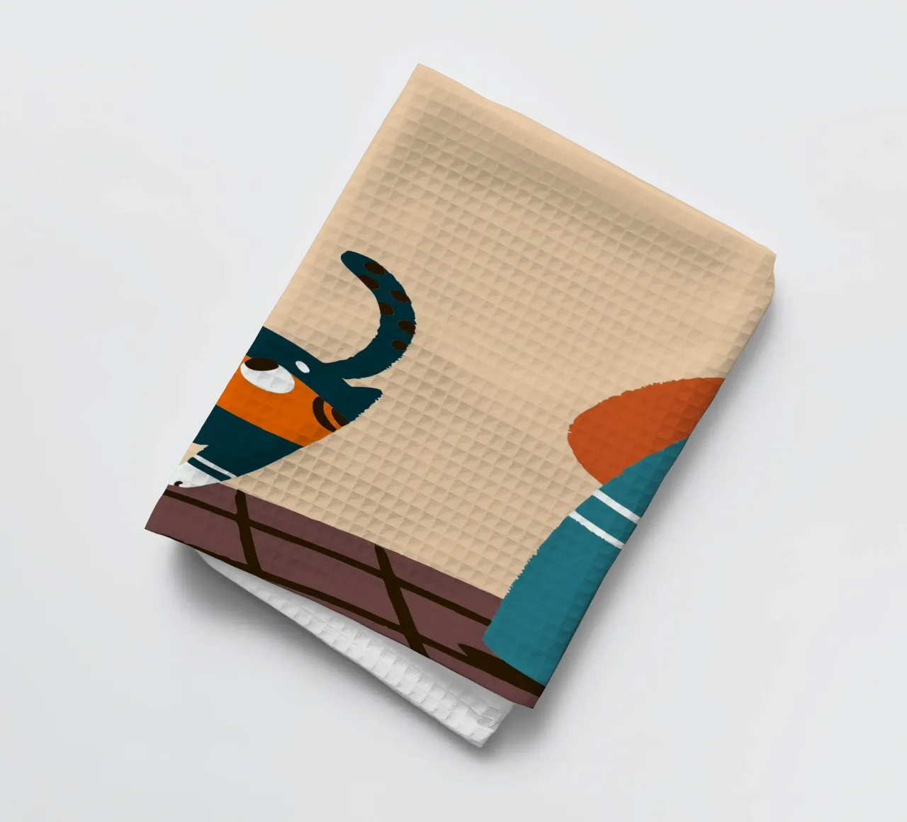 Cat Character at the Door tea towel by TRENDY POSTER SHOP