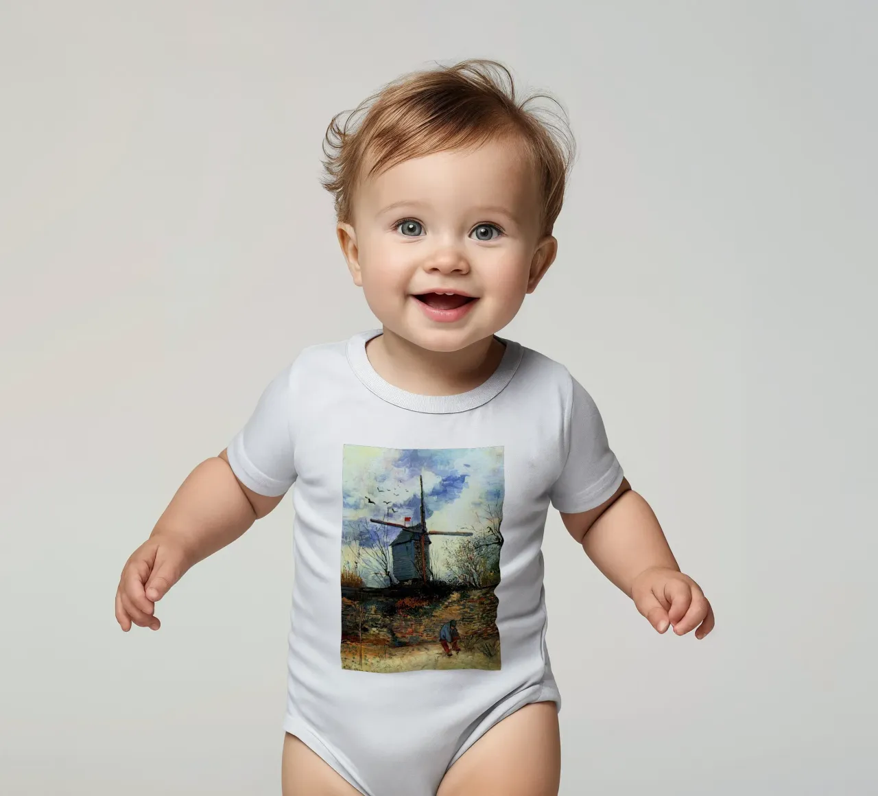 windmill vegetation structure short-sleeve baby romper by cloud shop
