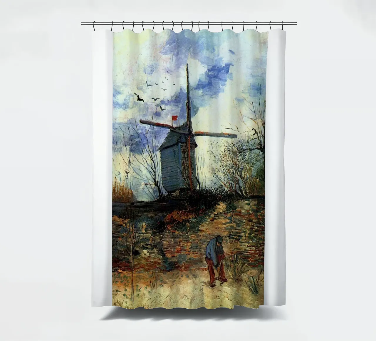 windmill vegetation structure shower curtain by cloud shop