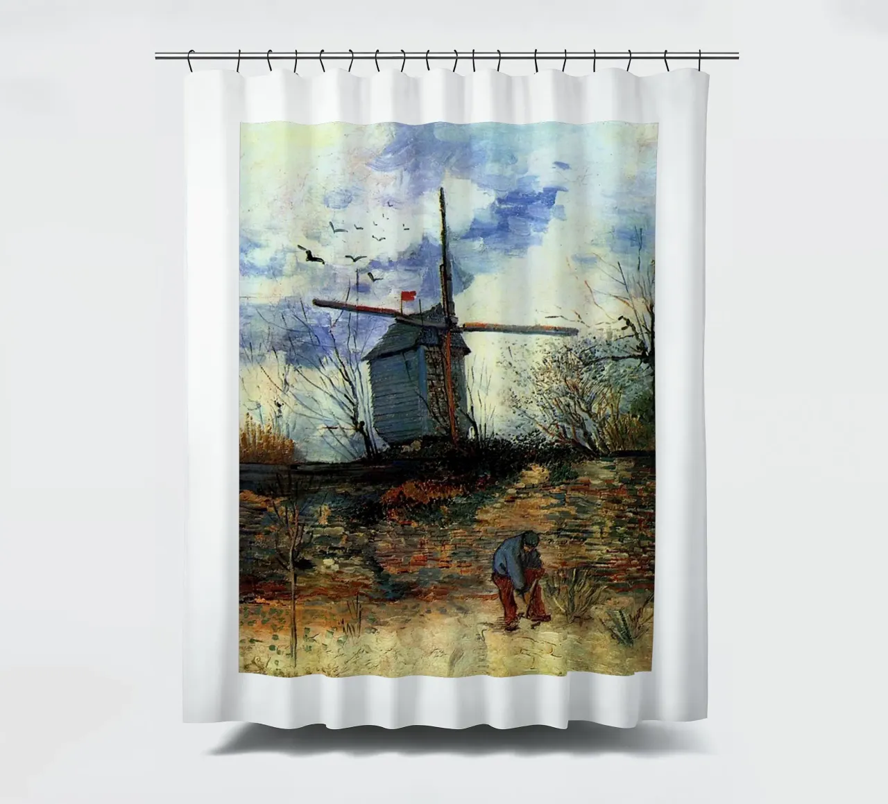 windmill vegetation structure shower curtain by cloud shop