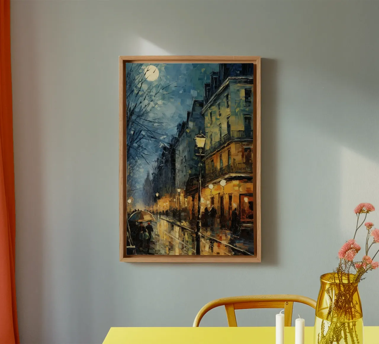 strada in città superficie notturna bagnata tela con Cornice a cassetta da cloud shop