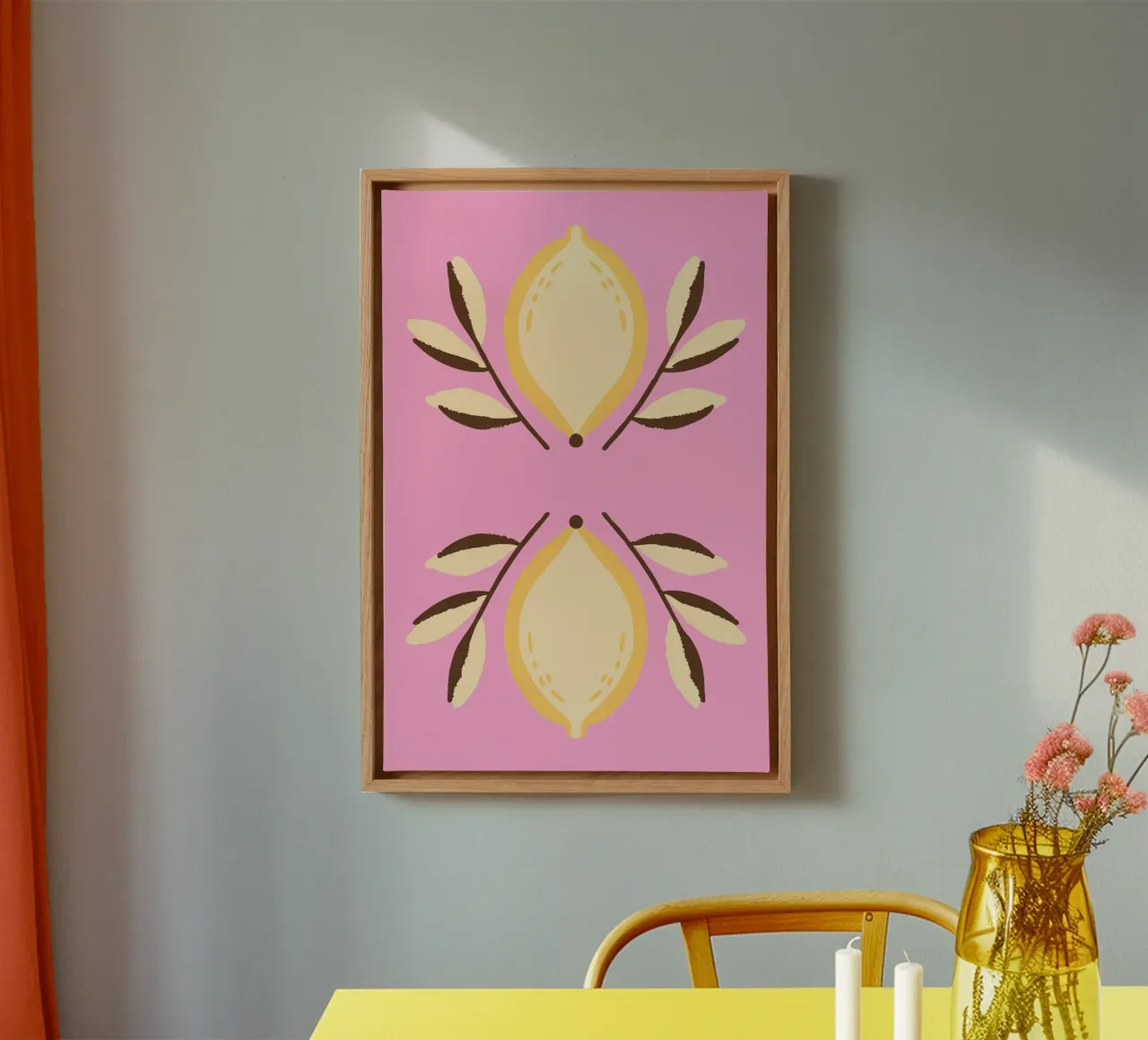 Frutta al limone tela con Cornice a cassetta da TRENDY POSTER SHOP